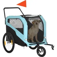 PawHut Remorque pour chien 2-en-1 , remorque de vélo pour chien avec réflecteurs
