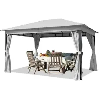 TOOLPORT Tonnelle de Jardin 3x4 m pavillon, bâche de toit env. 180g/m² avec 4 bâches de côté gris