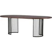 Furnlux Classic FURNLUX Table à manger Hamneskar Walnut Und Black 110cm / Hauptfarbe : Braun / Abmessungen : 110 x 220 x 75 cm