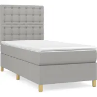 Syfax Sommier à lattes de lit avec matelas Gris clair 90x200 cm Tissu