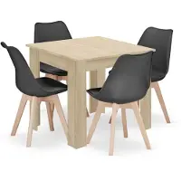 Leobert Ensemble Repas - - Mark - Chêne/Chêne Sonoma/Noir - 80 X 80 Cm - 5 Pièces
