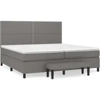 Syfax Sommier à lattes de lit avec matelas Gris foncé 200x200cm Tissu