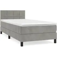 Syfax Sommier à lattes de lit et matelas Gris clair 90x190 cm Velours