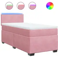 vidaXL Lit boxspring avec matelas rose 90x200 cm velours