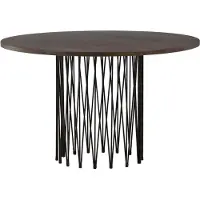 Furnlux Classic FURNLUX Table à manger Stone Walnut Und Black 120cm / Hauptfarbe : Braun / Dimensions : 120 x 120 x 74 cm