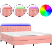 vidaXL Sommier tapissier avec matelas et LED Rose 160x200 cm Velours