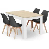 Leobert Ensemble Repas - - Mark - Chêne/Chêne Sonoma/Noir - 120 X 80 Cm - 5 Pièces