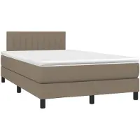 vidaXL Lit Boxspring avec matelas Taupe 120x190 cm Tissu