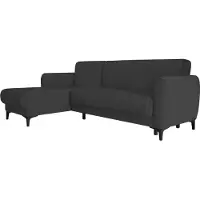 Dmora Aber - Canapé-Lit avec Méridienne, 230x153 cm Anthracite Noir, Coffre