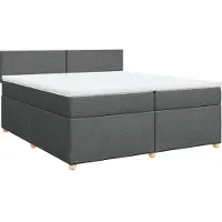 vidaXL Lit boxspring avec matelas gris foncé 200x200 cm Tissu