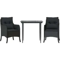 vidaXL Ensemble de jardin 3 pièces avec coussins Noir Poly Rattan