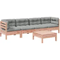 vidaXL Ensemble de 5 canapés de jardin avec coussins en bois massif de douglas