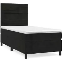 Syfax Sommier à lattes de lit avec matelas Noir 90x200 cm Velours