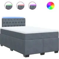 vidaXL Lit boxspring avec matelas gris foncé 120x190 cm velours
