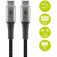 Goobay 49303 câble USB C 2,0 m noir, gris