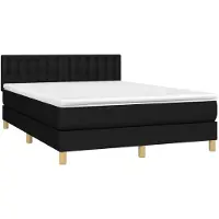 Syfax Sommier à lattes de lit avec matelas Noir 140x190 cm Tissu
