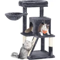 Feandrea Arbre à chat avec grande plateforme d'observation, planche à gratter, gris fumé PCT51G