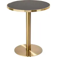 Oviala Table à manger ronde 60 cm plateau noir/doré et pied doré - Montmartre