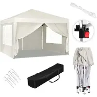 Woltu BukkitBow - Tente de réception avec parois latérales - tente pliable - imperméable et résistant aux intempéries - pavillon de jardin - 300 x 300 cm - Witz