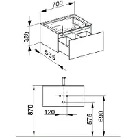 Keuco EDITION 11 Meuble sous-lavabo pour lavabos à encastrer, 1 tiroir frontal, 700x350x535mm, 31241110000