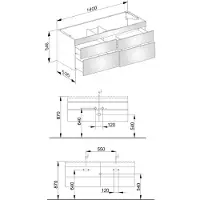 Keuco EDITION 400 meuble sous-lavabo, 4 tiroirs frontaux, 1400x546x535mm, 31562210000