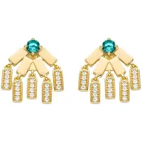 Luxenter Boucles D'oreilles Luxenter En Cristal Vert Et Or Jaune 18 Carats - Paiga