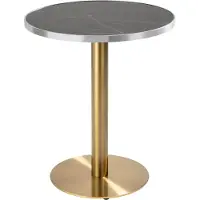 Oviala Table à manger ronde 60 cm plateau marbre noir/argent et pied doré - Montmartre