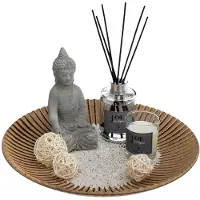 Atmosphera Coffret Senteur Eucalyptus Plateau, Diffuseur, Bougie, Cactus et accessoires