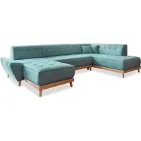 Miuform Dazzling Daisy - Canapé d'angle avec fonction lit et coffre de lit U-FORM DROITE - 330x190cm - Turquoise - Canapé-lit Canapé