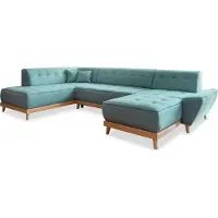 Miuform Dazzling Daisy - Canapé d'angle avec fonction lit et coffre de lit U-FORM GAUCHE - 330x190cm - Turquoise - Canapé-lit Canapé