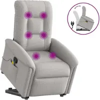 Syfax Fauteuil de massage inclinable gris nuage tissu