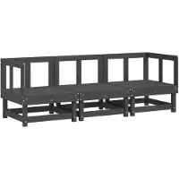 Syfax Salon de jardin 3 pcs gris bois massif de pin