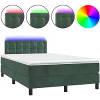 Syfax Sommier à lattes de lit avec matelas LED Vert foncé 120x200 cm