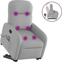 Syfax Fauteuil de massage inclinable gris nuage tissu