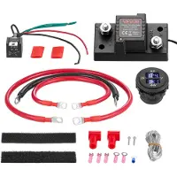 Vevor Kit double relais de coupure de batterie, 12 V, 80 A, relais VSR sensible à la tension avec voltmètre, écran LCD, coupe-batterie, compatible avec les batteries plomb-acide, pour UTV, ATV