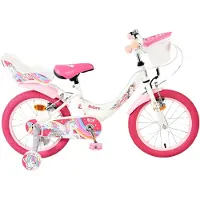 Volare Vélo pour enfants Unicorn - modèle pour filles - 16 pouces - blanc - avec deux freins à main