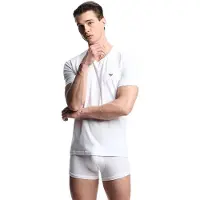 Emporio Armani pour homme. EM000380_AF14133 T-shirt Home V blanc (L), Homewear, Coton, Manche courte