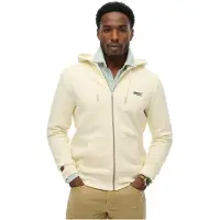 Superdry pour homme. M2014128E Sweat à capuche zippé Essential Logo blanc cassé (XXL), Casuel, Coton