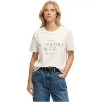 Superdry Luxe Casual Relaxed Short Sleeve T-shirt Beige L Femme