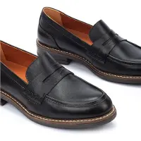 Pikolinos pour femme. HAW8J-3541 Mocassins en cuir Aldaya noir (38), Plat, 1 à 3 cm, Aucun, Casuel, Classique