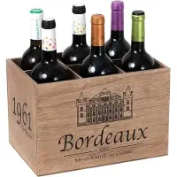 Balvi 6 Flessen - rek Rustieke houten kist opbergrek display (6 bouteilles)