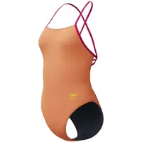 Speedo Fl Solid Tie Back Swimsuit Orange UK 38 Femme