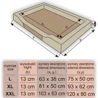 HOBBYDOG Lit pour chien Deluxe XL - 93×62 cm, facile d'entretien & robuste, avec matelas amovible, OEKO-TEX, pour chiens de taille moyenne