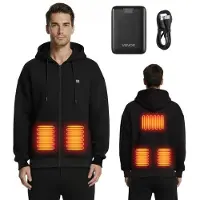Vevor Sweat à Capuche Chauffant Homme Femme Zippé Veste Chauffante Unisexe avec Fermeture Éclair