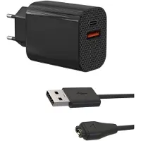 Phonillico Chargeur Secteur 12W + Cable Compatible avec Garmin Fenix 8 E 7 7S 7X 6 6S 6X 5 Forerunner 965 955 265 255 55 Vivoactive 5 Approach S60 Quatix 7 - Charge Montre