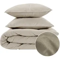 Royal Textile Couverture polaire "Sleeptime Lazy" couleur taupe/gris, dimensions 200 x 200 cm, avec housses de coussin de luxe
