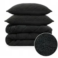 Royal Textile Couverture "Sleeptime Lazy" en peluche, couleur noire, dimensions 200 x 200 cm, avec des taies d'oreiller de luxe