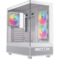 Einarex EXCS-PR-500R-W, Midi Tower, PC, Blanc, ATX, micro ATX, Mini-ITX, Acier, Verre trempé, Jeux
