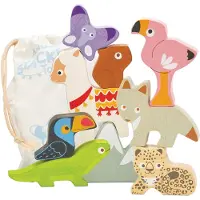 Le Toy Van Jouet en bois - - Andes Stacker Tour &amp; Sac - Multicolore - Bébé - 8 animaux de montagne