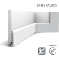 ORAC Plinthe Decor SX184-RAL9003 AXXENT CASCADE Plinthe Cimaise Moulure décorative prépeinte design moderne blanc de sécurité 2 m